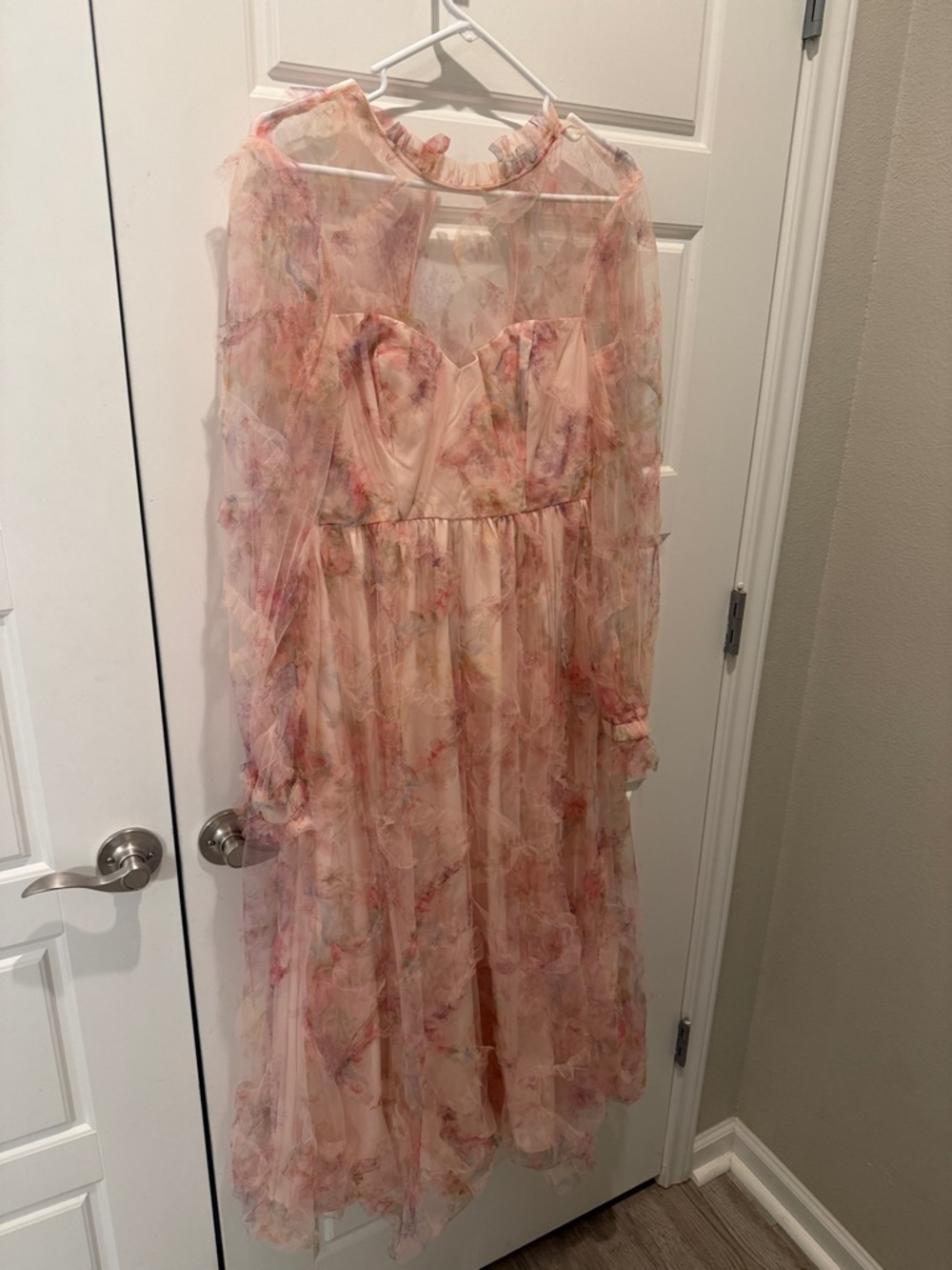 Sheer Pink Floral Maxi Dress